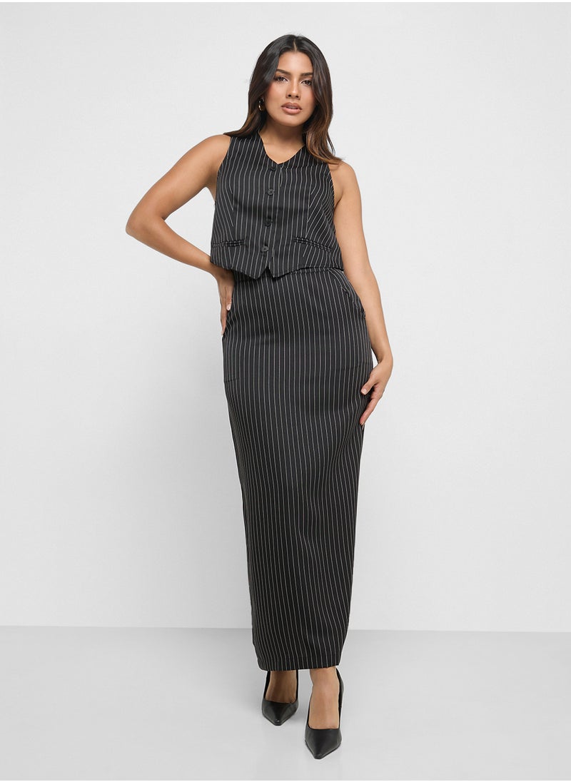ELLA Pinstriped Vest & Skirt Set  - Image 1
