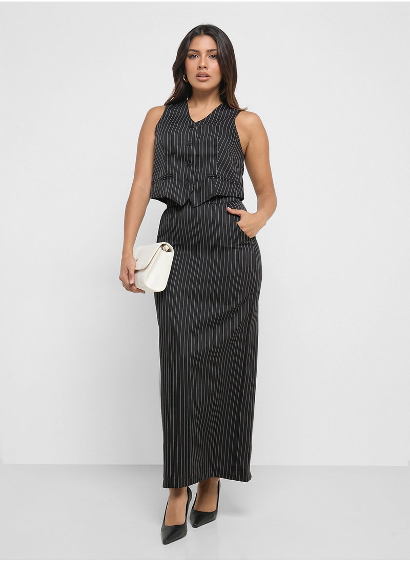 ELLA Pinstriped Vest & Skirt Set  - Image 5