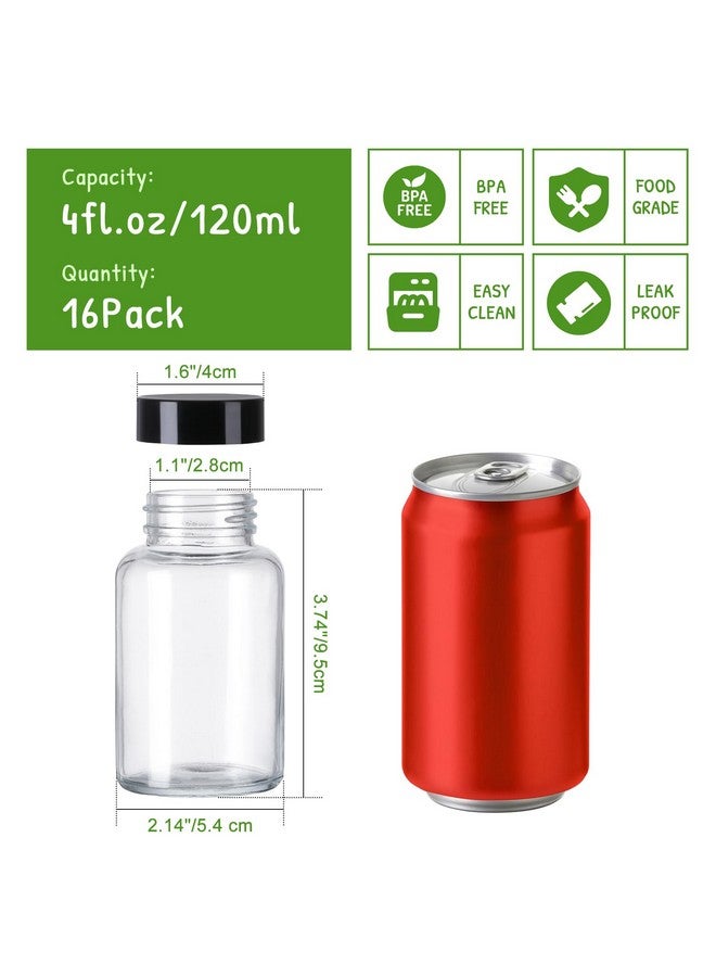 STARSIDE 4 oz Glass Ginger Shots Bottles with Caps,16 pack 120 ml Juice Shot Bottles,Leakproof Small Glass Bottles with Lids for Ginger,Beverages - Image 2