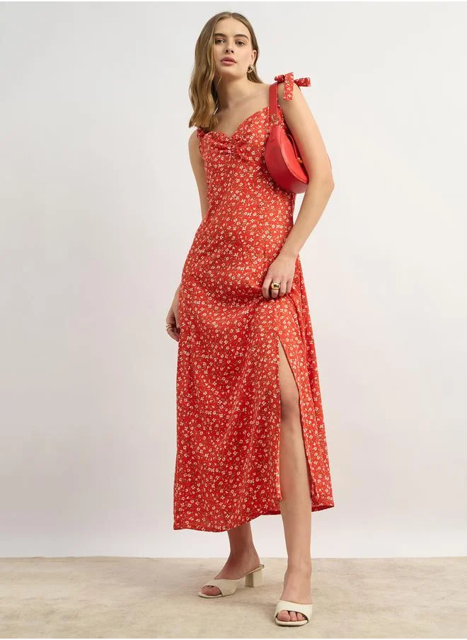 ستايلي U and F Women Gorgeous Red Floral Sun Dress