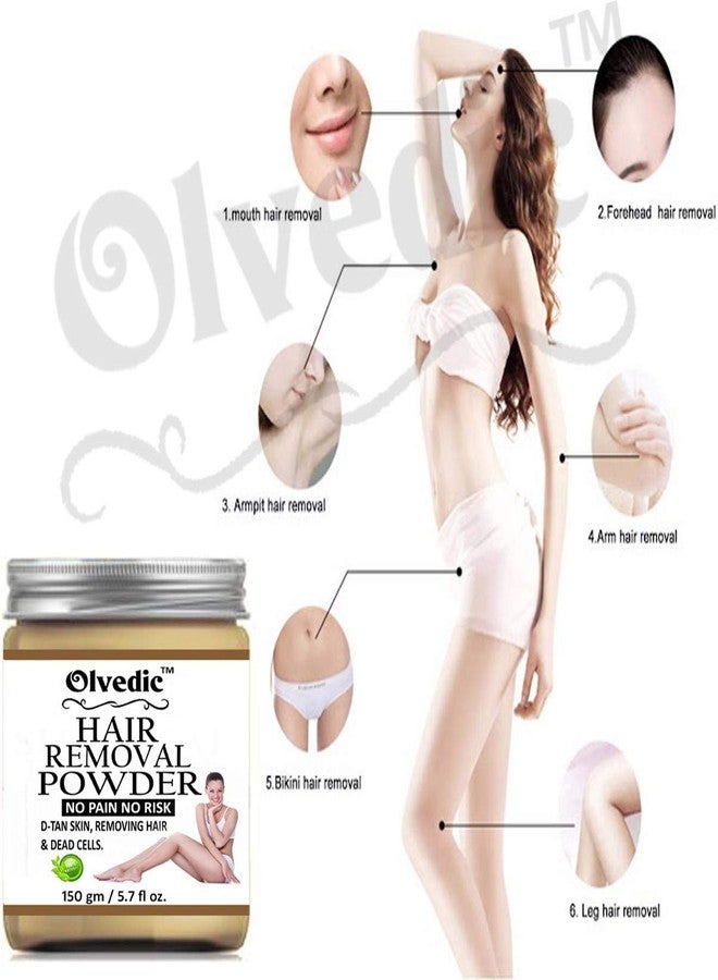 Olvedic Natural & Organic Hair Removal Powder, All Hair & Skin Types- Pack of 2 (150gm Each) - Image 4