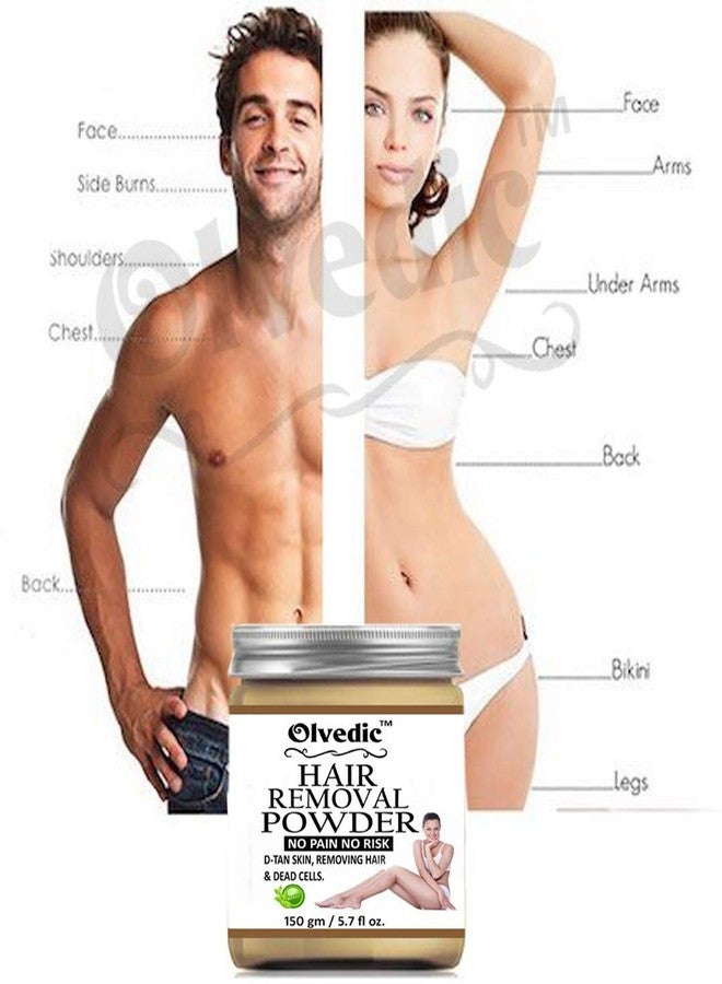 Olvedic Natural & Organic Hair Removal Powder, All Hair & Skin Types- Pack of 2 (150gm Each) - Image 5
