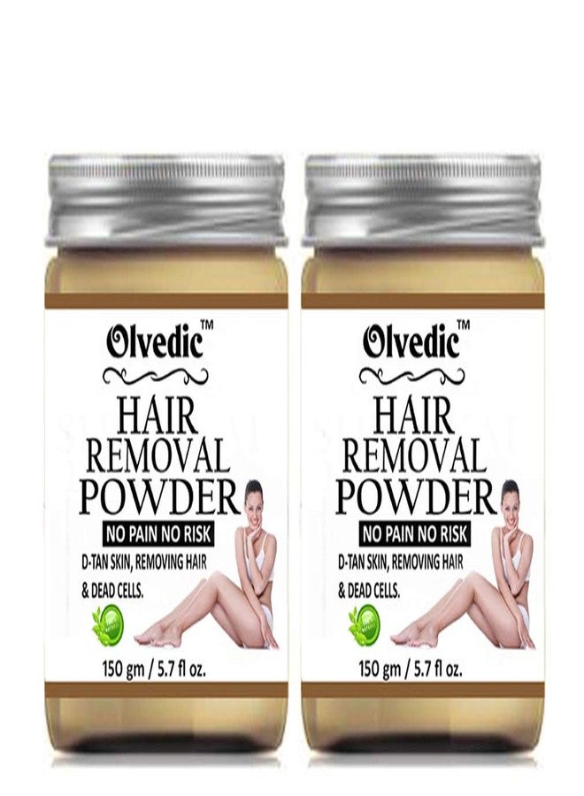 Olvedic Natural & Organic Hair Removal Powder, All Hair & Skin Types- Pack of 2 (150gm Each) - Image 1