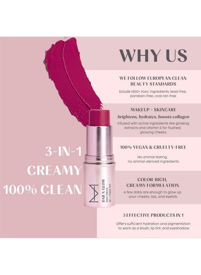HOUSE OF MAKEUP Dab N Glow Lip Tint Pigmented Blusher For Face Makeup Creamy Easyblend Lip And Cheek Tint Lip Tint For Women & All Multiuse Tint For Cheeks And Lips 8 Gms Beet - Image 2