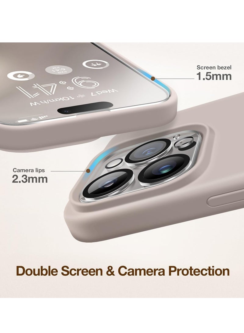 Case Compatible with iPhone 15 Pro Max, with 3X Screen Protector + 3X Camera Lens Protector, Liquid Silicone Shockproof Anti-Scratch Protective Microfiber Lining Phone Case (Dark Grey)  - Image 3