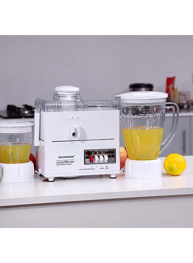 Olsenmark 4 In 1 Food Processor, Stainless Steel Blades, Safety Lock Protection, Powerful Motor, Overheat Protection, High Performance Filter 650 W OMSB2137C White/Clear/Black