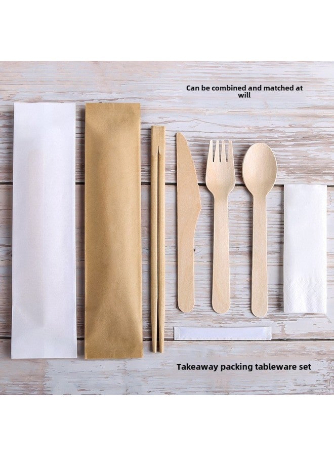 Factory Wholesale Degradable Wooden Spoon Paper Towel Four-piece Wooden Spoon Chopsticks Combination Disposable Chopsticks Bamboo Chopsticks Suit-Specifications:Chopsticks 20cm-Color:Bamboo Chopsticks, Wooden Spoon, Toothpick, Paper Towel - Image 1