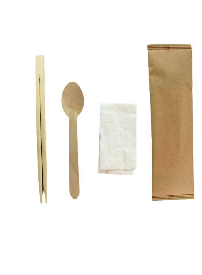 Factory Wholesale Degradable Wooden Spoon Paper Towel Four-piece Wooden Spoon Chopsticks Combination Disposable Chopsticks Bamboo Chopsticks Suit-Specifications:Chopsticks 20cm-Color:Bamboo Chopsticks, Wooden Spoon, Toothpick, Paper Towel - Image 5