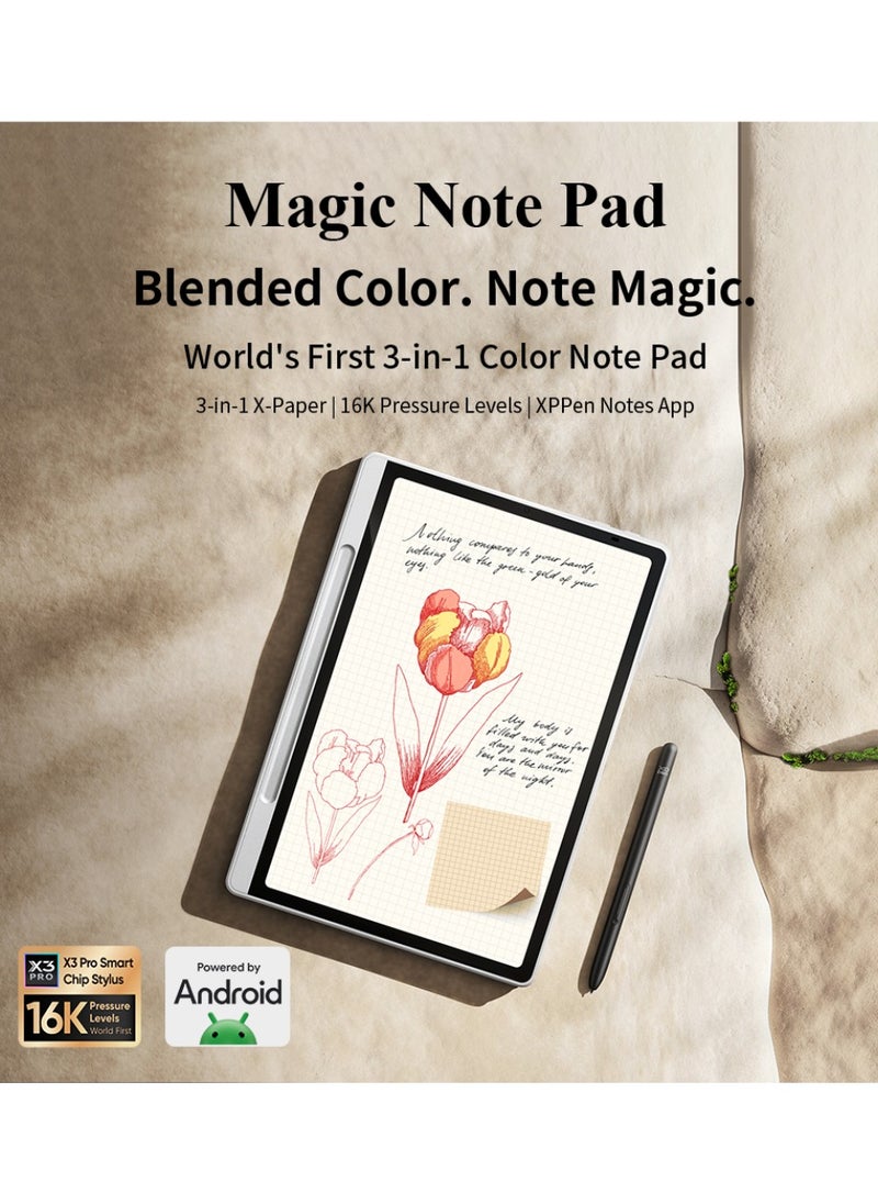 XP-PEN Magic Note Pad – World's First 3-in-1 Color Notepad | 3-in-1 X-Paper, 16K Pressure Sensitivity & Smart Notes App | Ideal for Drawing, Note-Taking & Digital Syncing (Silver White) - MNP1095  - Image 4