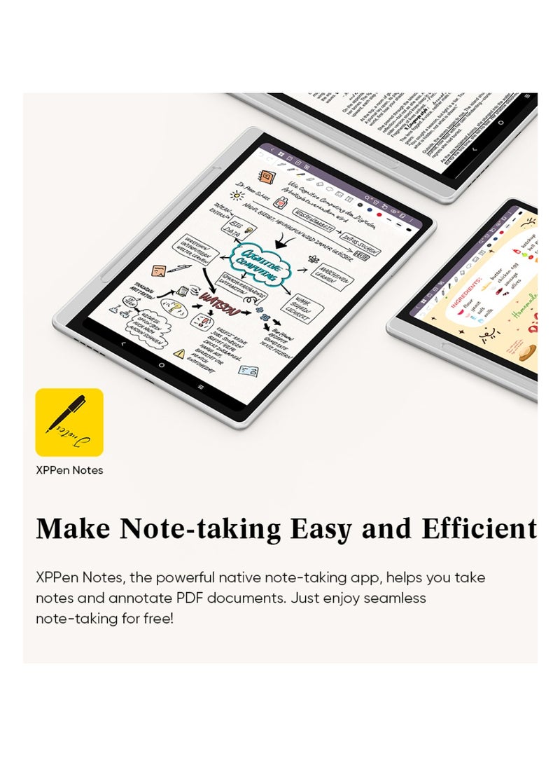 Magic Note Pad – World's First 3-in-1 Color Notepad | 3-in-1 X-Paper, 16K Pressure Sensitivity & Smart Notes App | Ideal for Drawing, Note-Taking & Digital Syncing (Silver White) - MNP1095