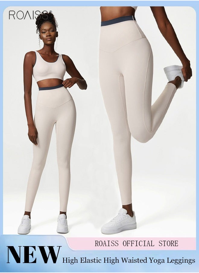 Women's Elastic Fitness Leggings Anti Crimping High Waist Yoga Pants Unbound Feeling Brushed Fabric Tight Fitness Pants