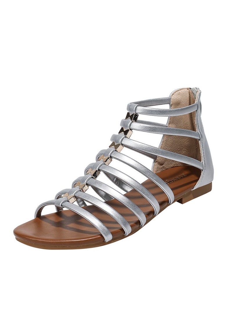 SIKETU Women's Summer New Seaside Vacation Retro Flat Bottom Zipper Roman Sandals  - Image 2