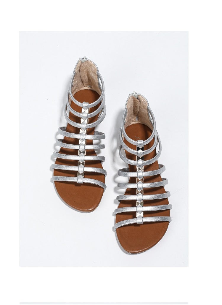 SIKETU Women's Summer New Seaside Vacation Retro Flat Bottom Zipper Roman Sandals  - Image 1