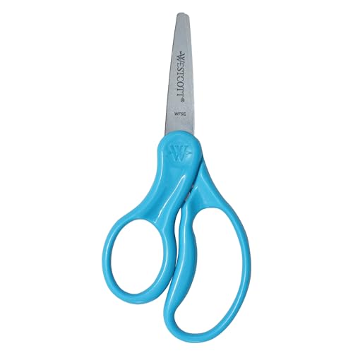 Westcott 13178 Left-Handed Scissors, Hard Handle Kids' Scissors, Back to School, Classroom Supplies, Ages 4-8, 5-Inch Pointed Tip, Color Varies, 1 Count - Image 1