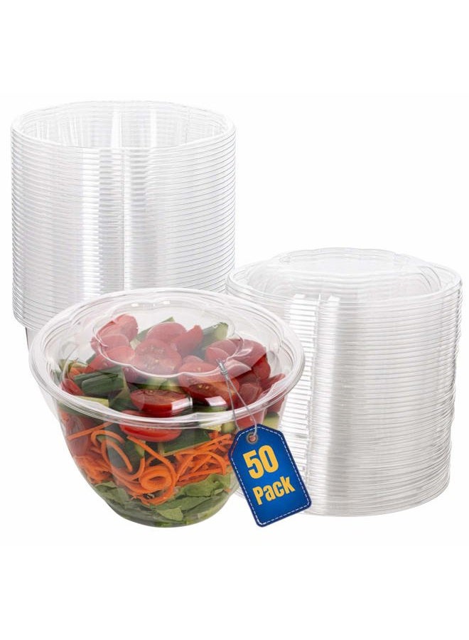 Smygoods Plastic Salad Bowls with Airtight lids Disposable [48 oz. 50 Sets] - Image 1