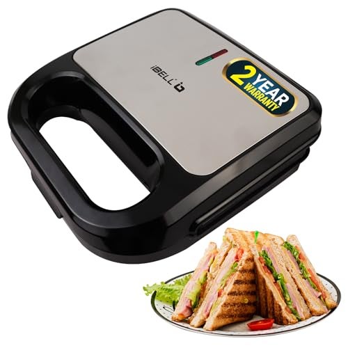 iBELL SM440 Sandwich Maker Electric with Nonstick Grill and Toast Plates, Handle Locking Function, 850W (Black) - Image 1