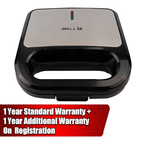 iBELL SM440 Sandwich Maker Electric with Nonstick Grill and Toast Plates, Handle Locking Function, 850W (Black) - Image 2
