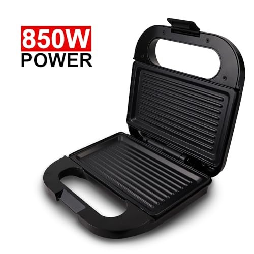 iBELL SM440 Sandwich Maker Electric with Nonstick Grill and Toast Plates, Handle Locking Function, 850W (Black) - Image 4