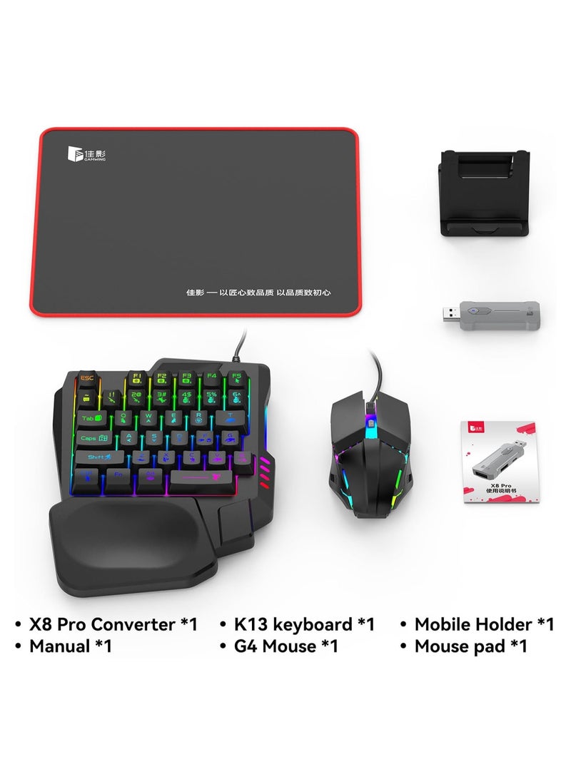 Generic 5 in 1 X8 pro PUBG Controller Gaming Keyboard Mouse Converter, Android, Harmony OS, Samsung Exynos system dedicated(Not for IOS), Mouse & Keyboard Combo Pack for FPS Mobile Games  - Image 2