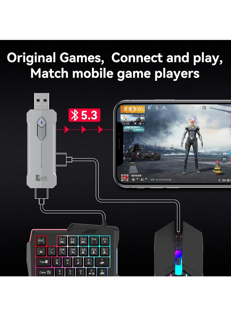 Generic 5 in 1 X8 pro PUBG Controller Gaming Keyboard Mouse Converter, Android, Harmony OS, Samsung Exynos system dedicated(Not for IOS), Mouse & Keyboard Combo Pack for FPS Mobile Games  - Image 3