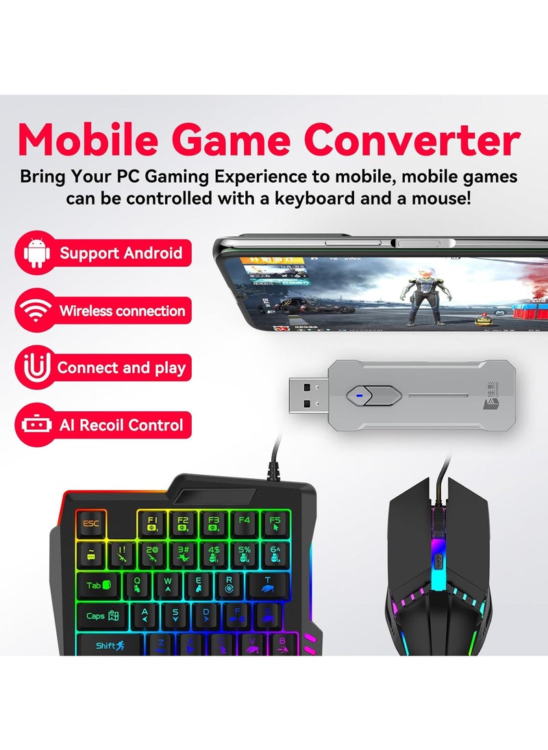 Generic 5 in 1 X8 pro PUBG Controller Gaming Keyboard Mouse Converter, Android, Harmony OS, Samsung Exynos system dedicated(Not for IOS), Mouse & Keyboard Combo Pack for FPS Mobile Games  - Image 4