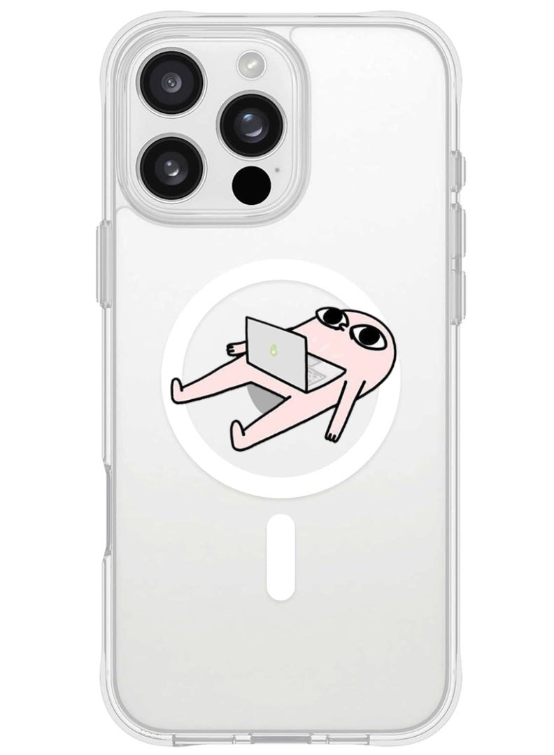 Theodor iPhone 16 Pro Max Magsafe Magnetic Case for iPhone Compatible with Wireless Charging, Shockproof Phone Bumper Cover - Sleep with Laptop - Image 1