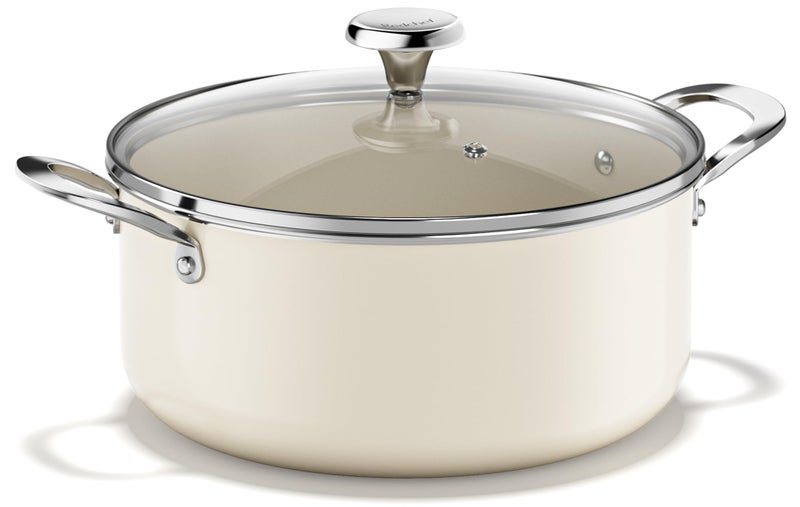 Redchef Ceramic Stock Pot with Lid, Soup Pot for All Stoves, 5 Qt Induction Cooking Pot for Soup Nonstick, Even Heating, Stay-Cool Handles, Oven/Dishwasher Safe, PTFE PFAS Free (Beige) - Image 1