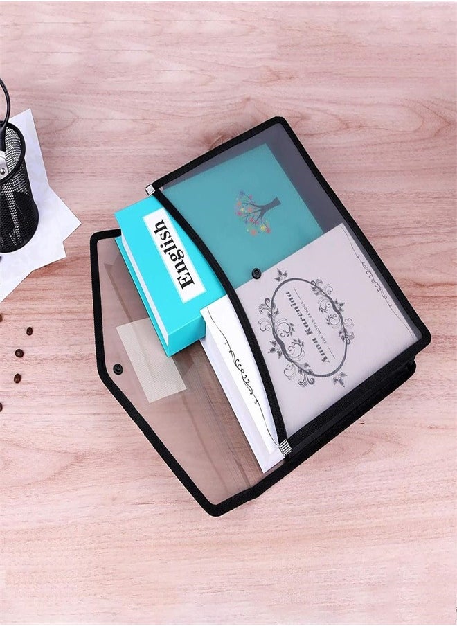 A4 Plastic File Folders, 4 Pack A4 Envelope Expanding File Wallet Waterproof File Plastic Document Folder with Snap Closure and Pocket for School Office Work Home Organization