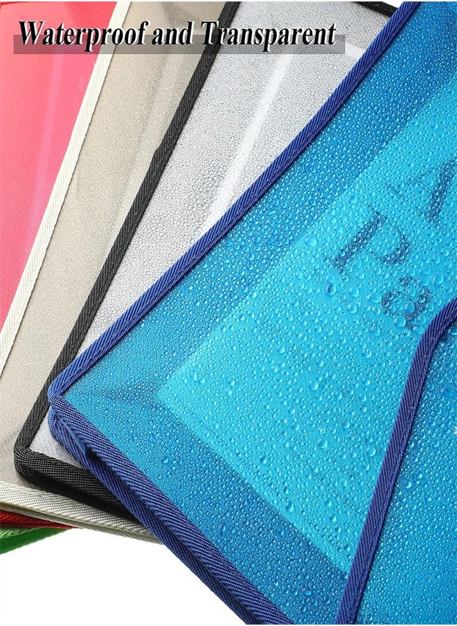 A4 Plastic File Folders, 4 Pack A4 Envelope Expanding File Wallet Waterproof File Plastic Document Folder with Snap Closure and Pocket for School Office Work Home Organization