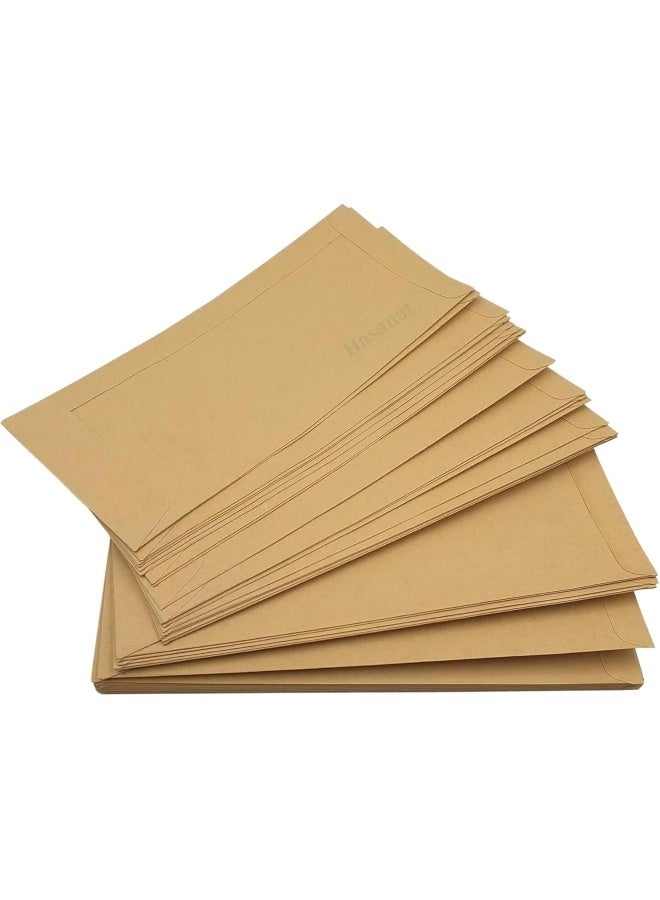 HASANAT ESSENTIALS أظرف هسنت الأساسية البريدية مانيللا بني متينة من ورق كرافت للأرسال، الوثائق، الرسائل واستخدام المكتب (9" × 4" عبوة 25 قطعة) - Image 1