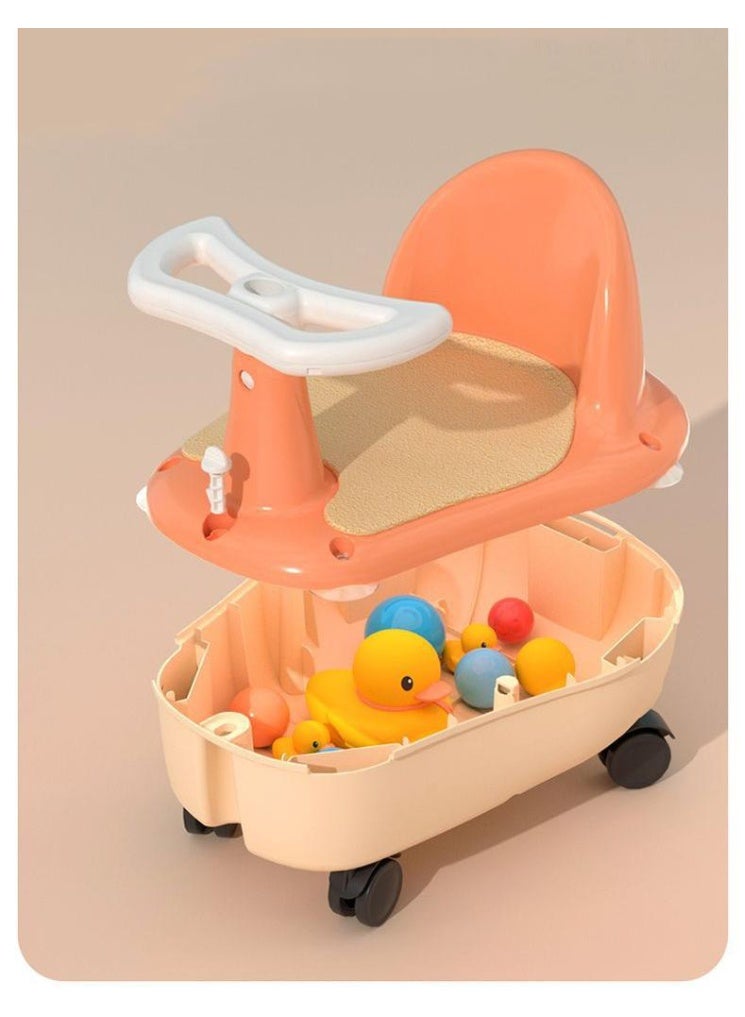 Blue Kids dining chair bath seat portable infant bath stool baby dining table multi-functional storage pulley - Image 3