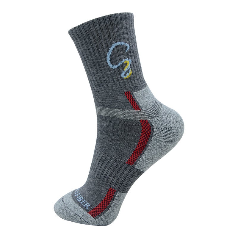 Generic Jelinny Professional Hiking Socks, Special Half-Loop Socks for Hiking, Quick-Drying Mid-Calf Cotton Mens Sports Socks Grey - Image 1