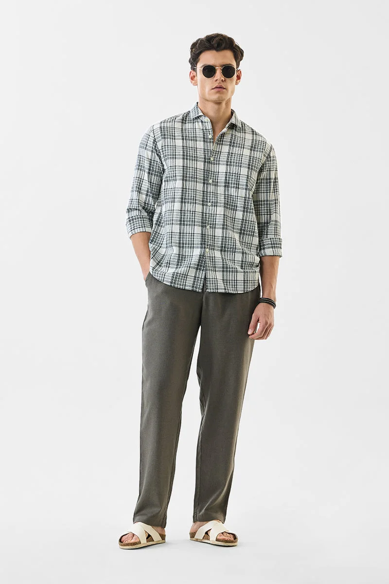 SNITCH Olive Linen Blend Trousers