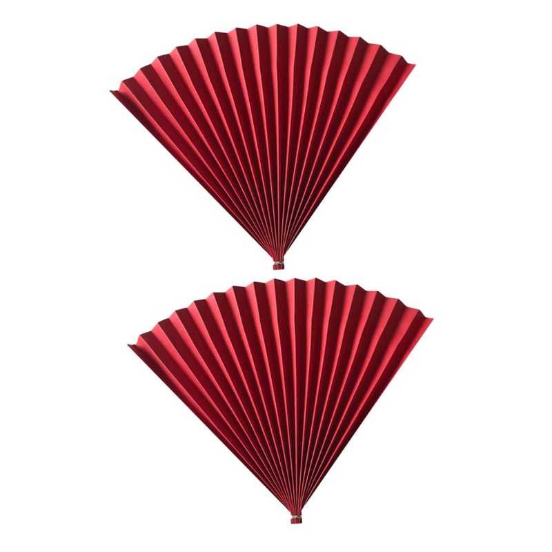 Antique Style Red Paper Folding Fans 2 Pack Photography Prop Studio Event Decor - Image 2