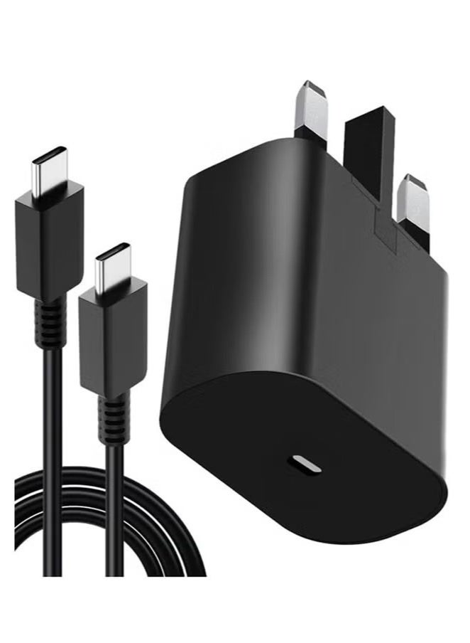 45W Super Fast Charger with Type-C Jack and USB-C Cable, 1.5m Fast Charging Wall Adapter, Compatible with S24 Ultra/S24 Plus/S23 FE/S24/S22/S21 S20, A54 A25 A15 A05S A53 A34 A23 5G, Z Fold 4 5/Z Filp, Tab S7 S8, and Other Devices, Black  - Image 1