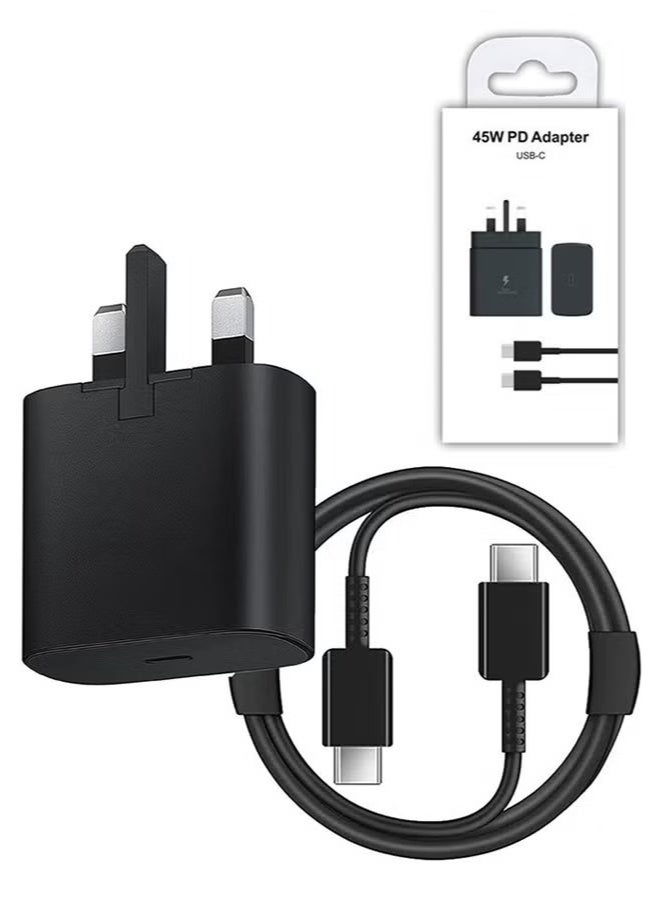45W Super Fast Charger with Type-C Jack and USB-C Cable, 1.5m Fast Charging Wall Adapter, Compatible with S24 Ultra/S24 Plus/S23 FE/S24/S22/S21 S20, A54 A25 A15 A05S A53 A34 A23 5G, Z Fold 4 5/Z Filp, Tab S7 S8, and Other Devices, Black  - Image 2