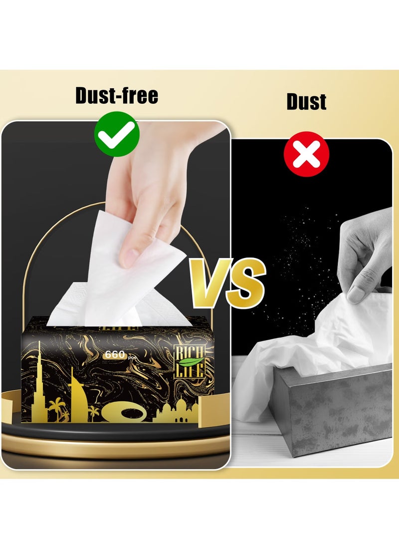 Rich Life - Facial Tissue - Premium Quality 3-Ply - 660 Sheets | 50 Value Packs | Soft, Durable & Moisture Proof | 100% Raw Wood Pulp - Ideal for Wet & Dry | Available in 5 to 100 Packs - Image 1