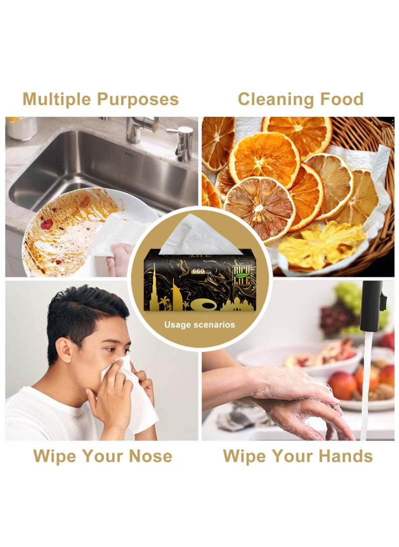 Rich Life - Facial Tissue - Premium Quality 3-Ply - 660 Sheets | 50 Value Packs | Soft, Durable & Moisture Proof | 100% Raw Wood Pulp - Ideal for Wet & Dry | Available in 5 to 100 Packs - Image 1