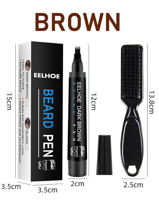 EELHOE Beard Pencil Filler, Beard Pen for Men, Waterproof Beard Filling Pen Kit with Water Proof Beard Filling Pen and Beard Brush, Long Lasting Coverage and Natural Looking (Brown)  - Image 3