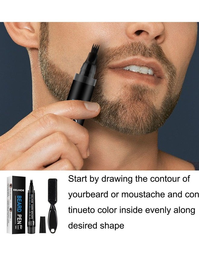 EELHOE Beard Pencil Filler, Beard Pen for Men, Waterproof Beard Filling Pen Kit with Water Proof Beard Filling Pen and Beard Brush, Long Lasting Coverage and Natural Looking (Brown)  - Image 4