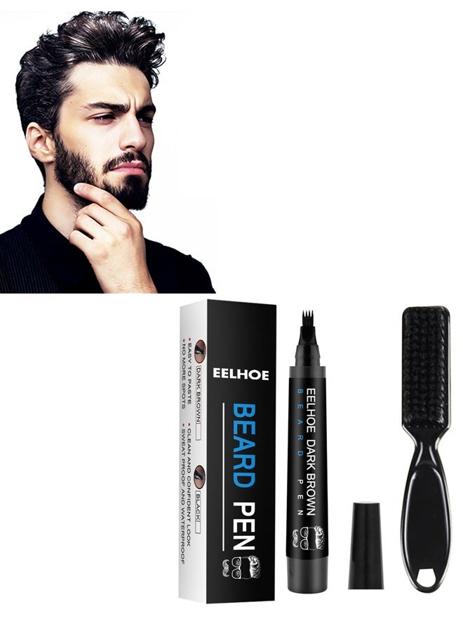 EELHOE Beard Pencil Filler, Beard Pen for Men, Waterproof Beard Filling Pen Kit with Water Proof Beard Filling Pen and Beard Brush, Long Lasting Coverage and Natural Looking (Brown)  - Image 1