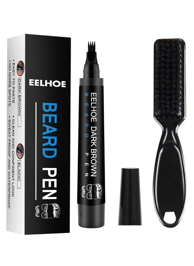 EELHOE Beard Pencil Filler, Beard Pen for Men, Waterproof Beard Filling Pen Kit with Water Proof Beard Filling Pen and Beard Brush, Long Lasting Coverage and Natural Looking (Brown)  - Image 2
