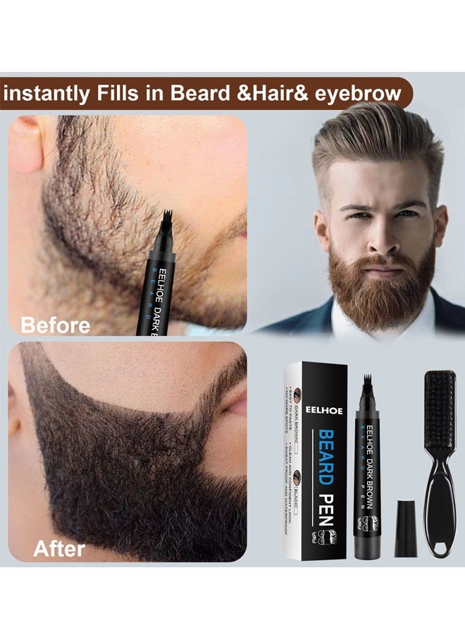 EELHOE Beard Pencil Filler, Beard Pen for Men, Waterproof Beard Filling Pen Kit with Water Proof Beard Filling Pen and Beard Brush, Long Lasting Coverage and Natural Looking (Brown)  - Image 5