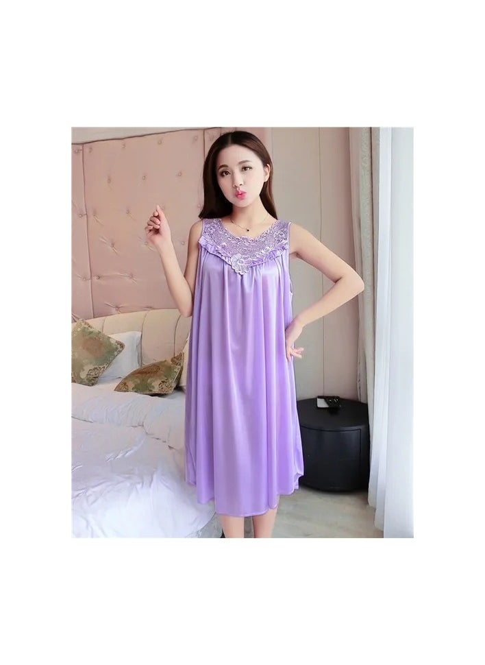 Generic 1-Piece Women Night Gowns Sleepwear,Nightwear Long Sleeping Dress,Luxury Women Casual Night Dress,Ladies Home Dressing,Colour Purple  - Image 1