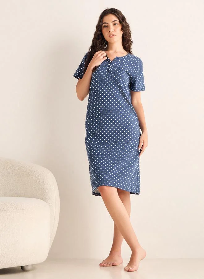 سبلاش فيڤ فستان نوم بطبعة منقطة