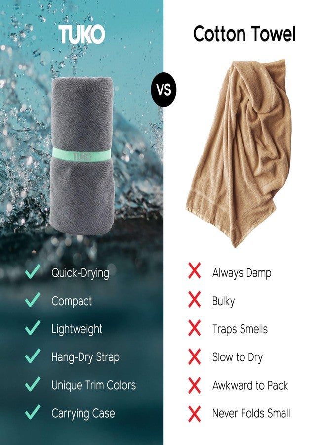 MISSION Tuko Microfiber Beach Towel Set with Water-Resistant Carrying Case for Boating and Swimming (Teal Bag Holder, 60L x 30W, Set of 2) - Image 3