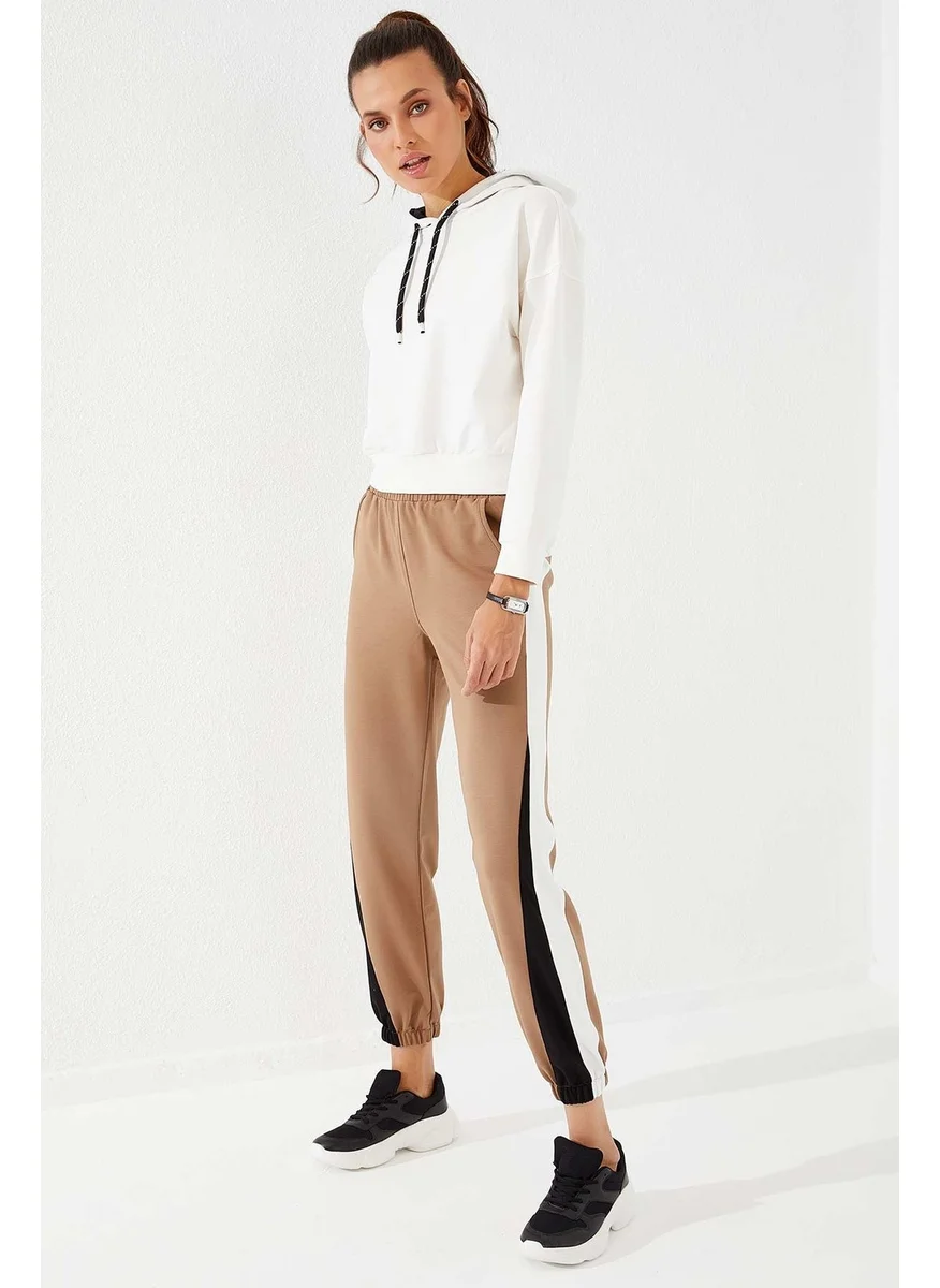 Tommy Life Two-Tone Garnished Earth Elastic Leg Women's Tracksuit Bottoms