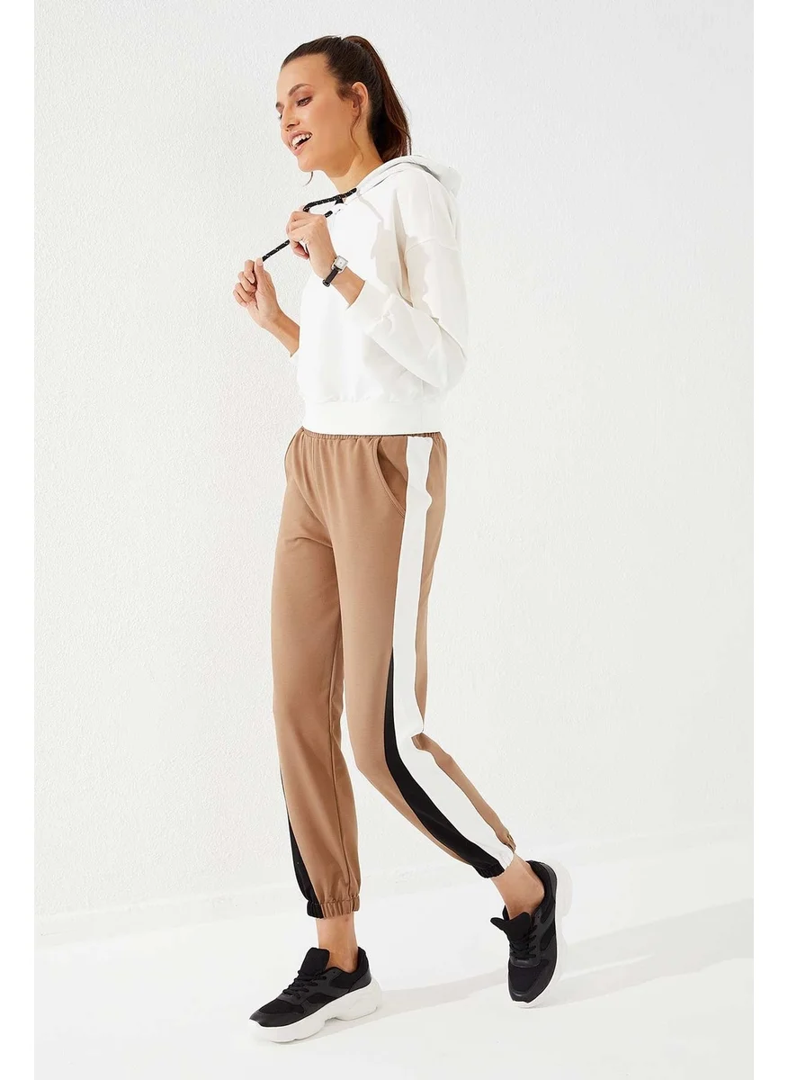 Tommy Life Two-Tone Garnished Earth Elastic Leg Women's Tracksuit Bottoms