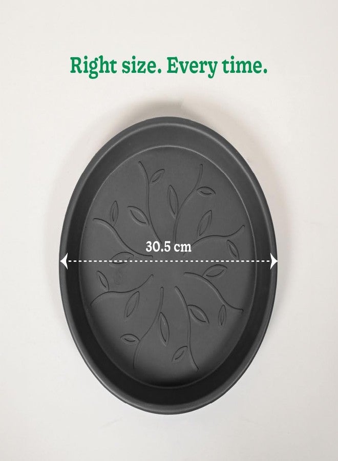 Ugaoo UV Treated Gardening Plastic Tray (Plate/Saucer) for Pots - 12 inch, Black Color, Set of 12 | Tray for Plants Pot for Indoor Home Decor & Outdoor Garden & Balcony - Image 2