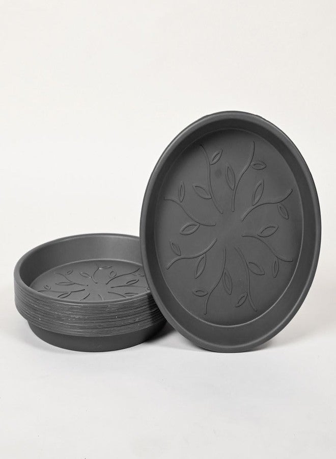 Ugaoo UV Treated Gardening Plastic Tray (Plate/Saucer) for Pots - 12 inch, Black Color, Set of 12 | Tray for Plants Pot for Indoor Home Decor & Outdoor Garden & Balcony - Image 1
